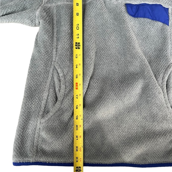 Patagonia Re-Tool Snap-T Grey Fleece Pullover Blue Trim Fall Womens EUC - Picture 7 of 8